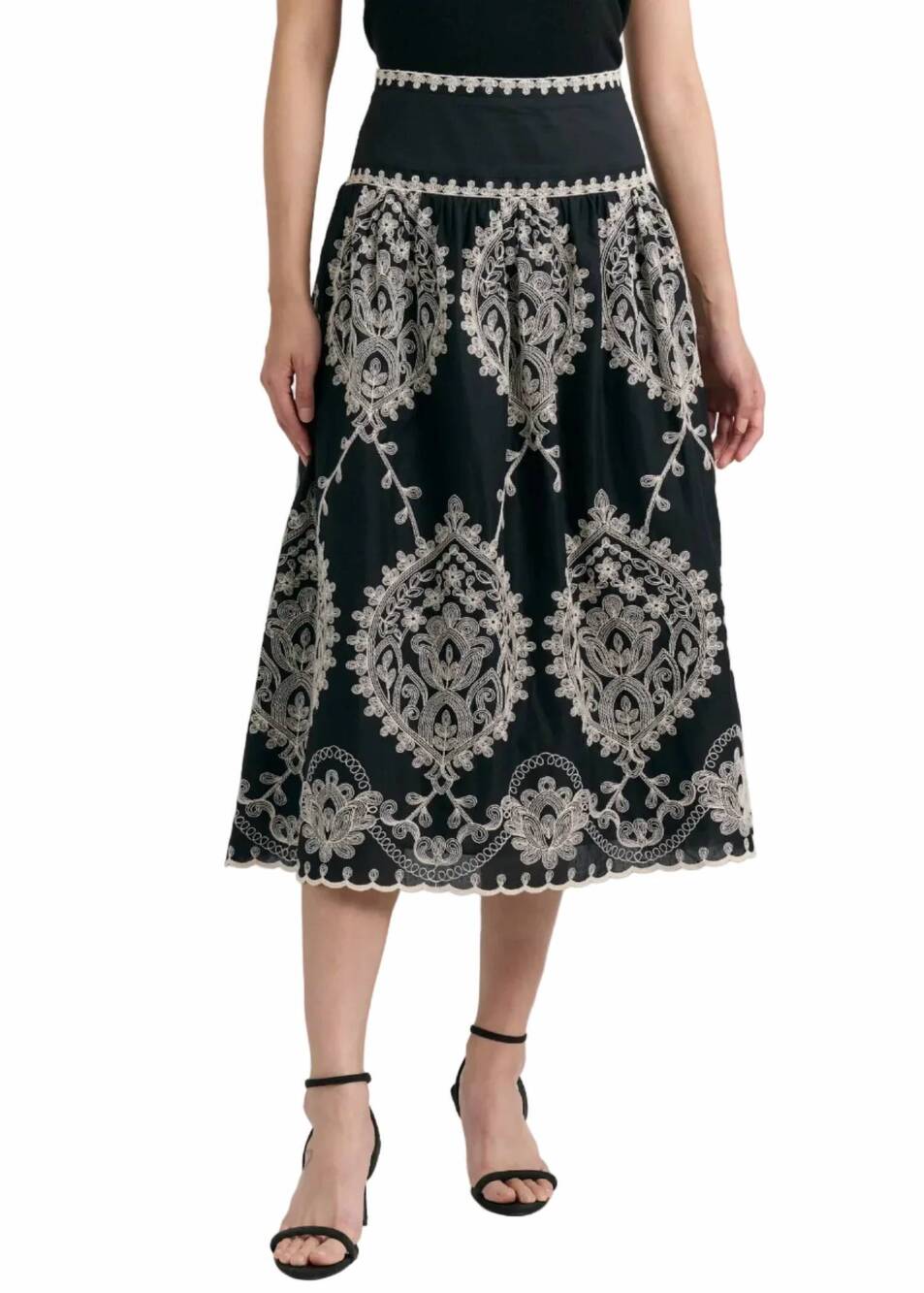 NEW CARTOLINA NANTUCKET georgia midi skirt in noir